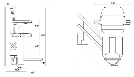 Refurbished twin tracked curved stairlift dimensions